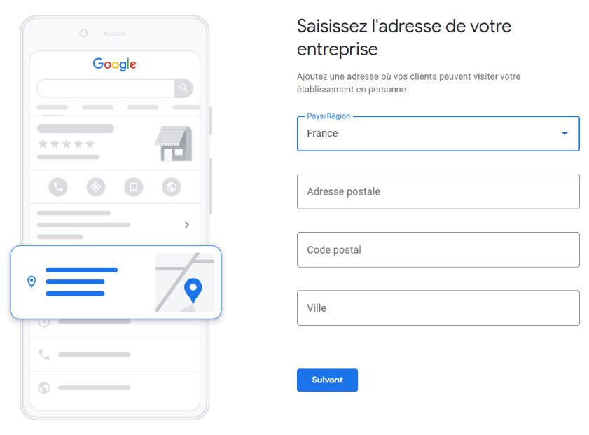 Adresse entreprise GMB