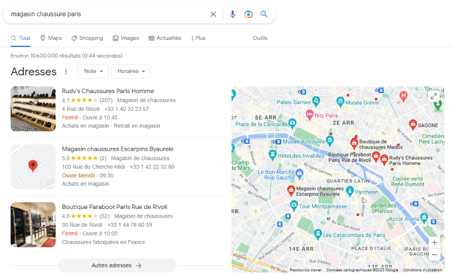 Magasin chaussure Paris