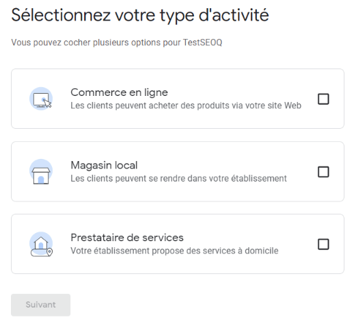 Type activité GMB